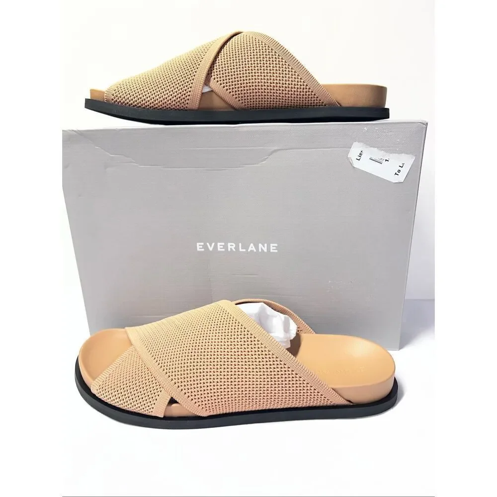 Everlane THE REKNIT FORM CROSSOVER SANDAL in Caramel Beige Neutral Size 9 NWB